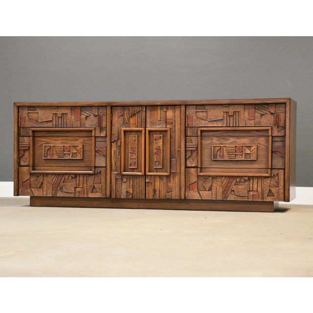 A mid century modern brutalist long dresser made by Lane Pueblo. Made in USA. Circa 1970’s. Excellent condition. 78” wide....