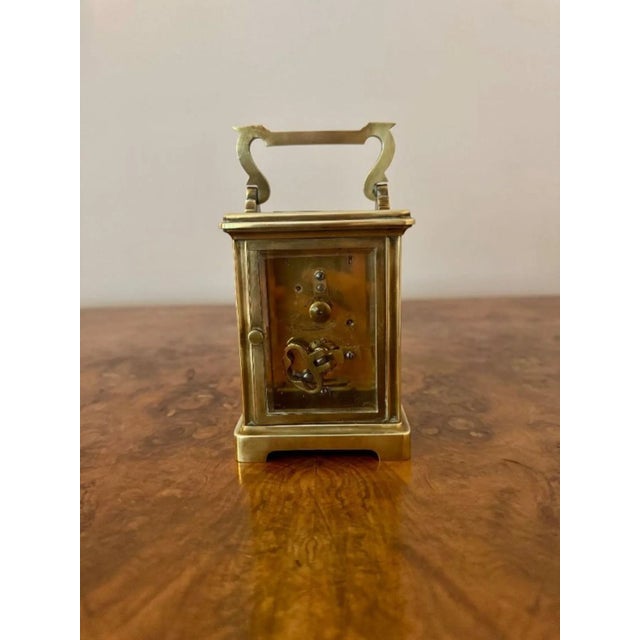 Antique Edwardian Brass Carriage Clock, 1900s For Sale - Image 4 of 6