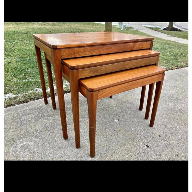 Offering 3 exquisite nesting tables manufactured in 1960 ( makers mark ) by Drexel ( Declaration series) designed by Kipp...