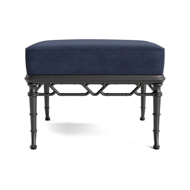 Brown Jordan Brown Jordan Calcutta Ottoman, Textured Pewter frame with Fusion Neptune fabric For Sale - Image 4 of 11