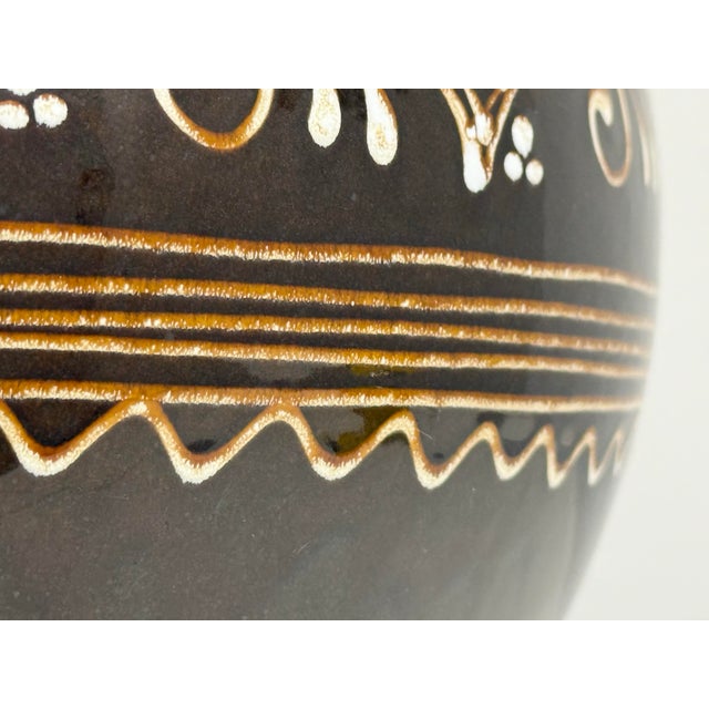 Hungarian Folk Art Double-Handled Pottery Vessel, Vintage For Sale - Image 10 of 12