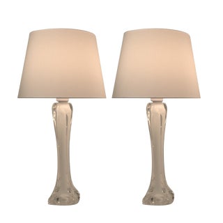 Large Art Glass Table Lamps by Paul Kedelv for Flygsfors, 1950s, Set of 2 For Sale