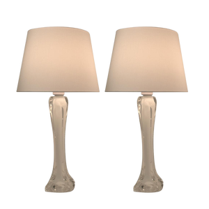 Large Art Glass Table Lamps by Paul Kedelv for Flygsfors, 1950s, Set of 2