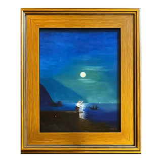 Under the Moonlight Reading a Letter by Satori Gregorakis For Sale