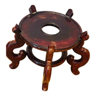 Vintage Chinese Chinoiserie Hatdwood Mahogany Plant Sculpture Stand For Sale
