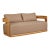 Eclipse Outdoor Solid Teak Wood Love Seat - Light Brown Fabric For Sale