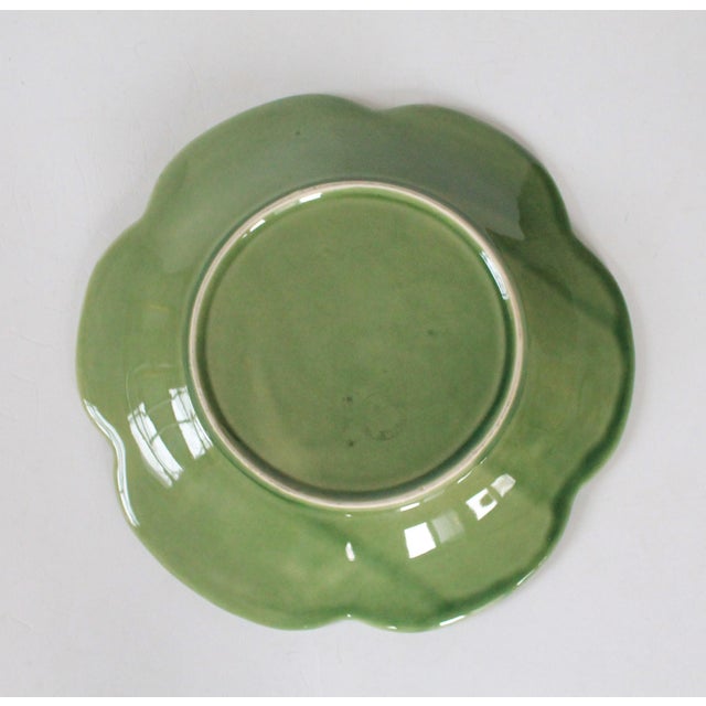Vintage Bordallo Pinheiro Green & White Cabbage Plate For Sale - Image 4 of 5