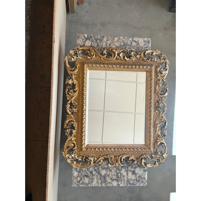 Spanish Baroque Style Carved Gilded Walnut Ormolu Mirror, 1890s For Sale - Image 6 of 10
