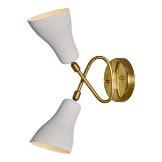 1950s Stilux Milano White Perforated Double Shade Wall Lamp For Sale