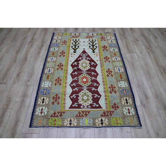 1970s Tribal Style Handmade Oushak Kilim Rug For Sale - Image 10 of 10