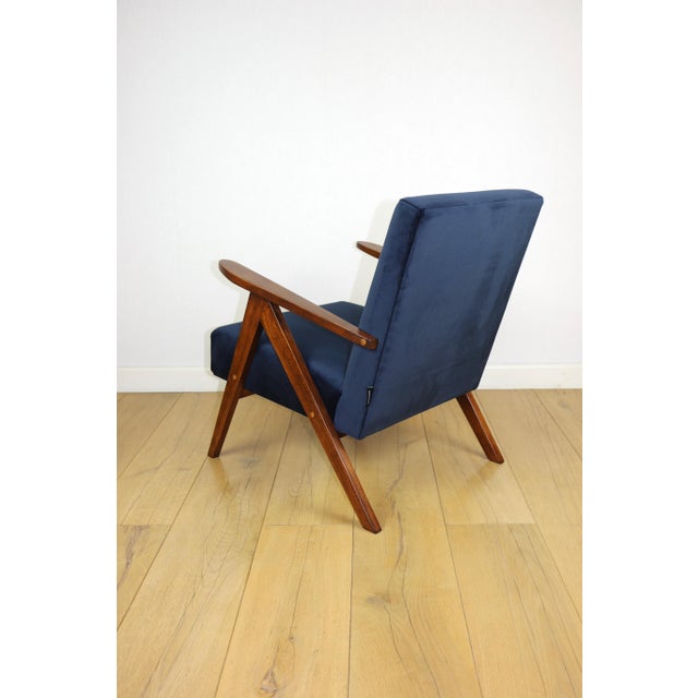 Vintage Navy Blue Velvet Var B-310 Chair in Dark Wood, 1960s For Sale - Image 8 of 12