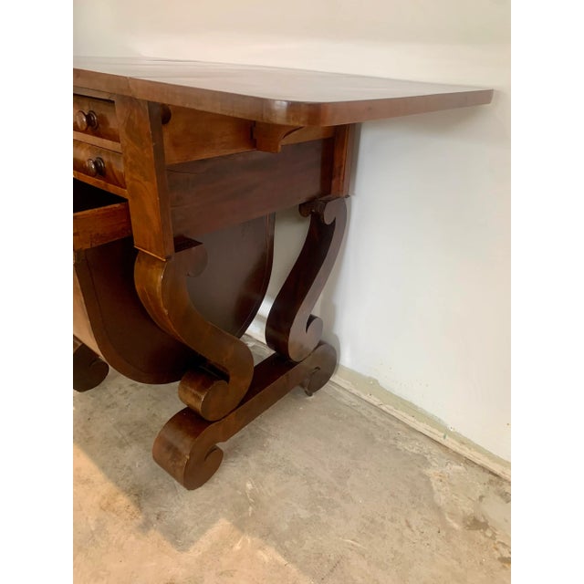 Brown American Empire Mahogany Drop Leaf Work Table Side Cabinet For Sale - Image 8 of 12