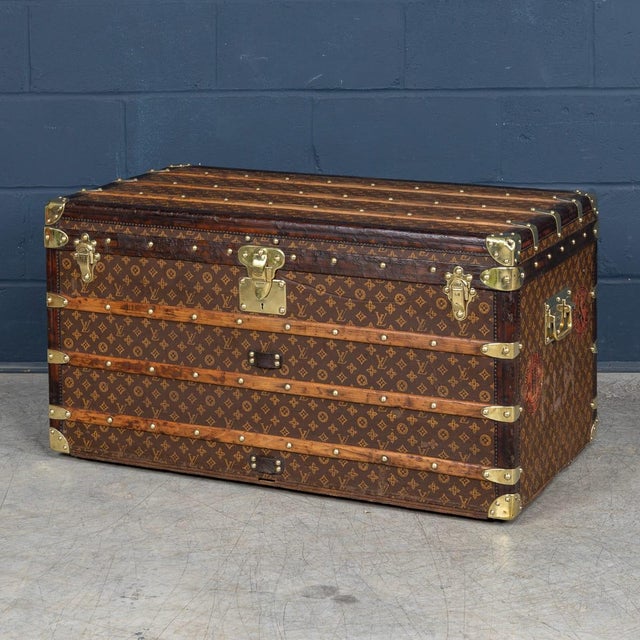 A stunning louis vuitton hat trunk in woven monogram canvas with leather and brass trim, france, circa 1896. This...