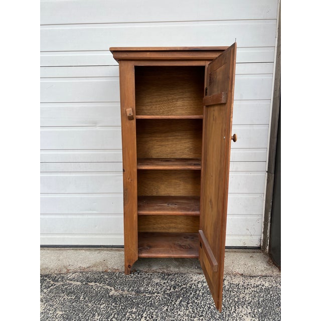 Vintage Farmhouse Style Freestanding Pine Cabinet With Shelves For Sale - Image 4 of 13
