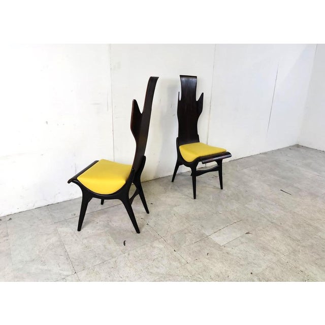 1950s Mid-Century High Back Flame Dining Chairs from Dante Latorre, 1950s, Set of 4 For Sale - Image 5 of 12