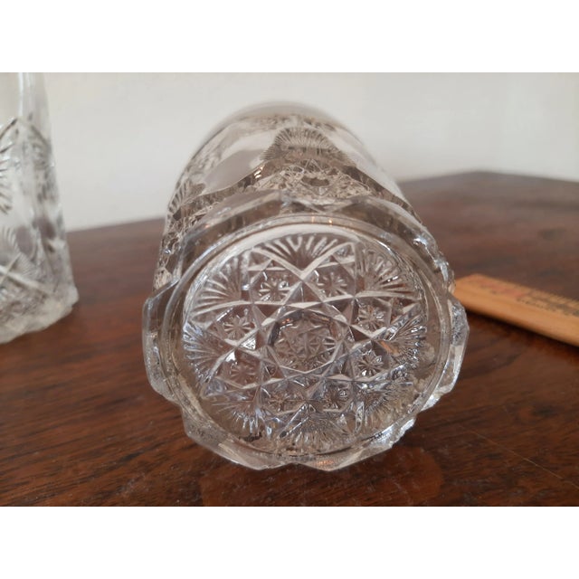 Glass Vintage Cut Glass Butterfly Drinking Barware Set Glasses For Sale - Image 7 of 13