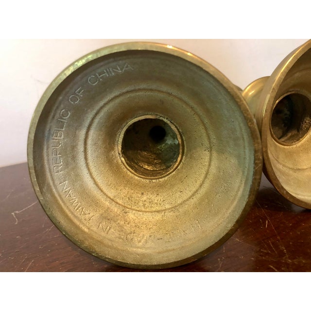 MidCentury HandMade in Taiwan Republic of China Brass Candlesticks