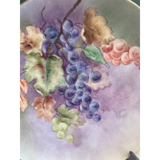 Vintage Hand-Painted Grapes Decorative Wall Plate Signed by Artist For Sale - Image 10 of 10