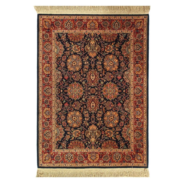 2020s 2020s Navy Blue Machine Made Rug For Sale - Image 5 of 5