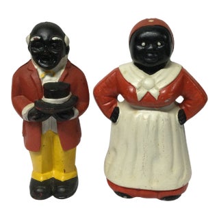 Two Cast Iron Banks Figures of Mr and Mrs For Sale