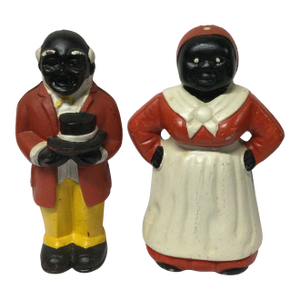 Two Cast Iron Banks Figures of Mr and Mrs