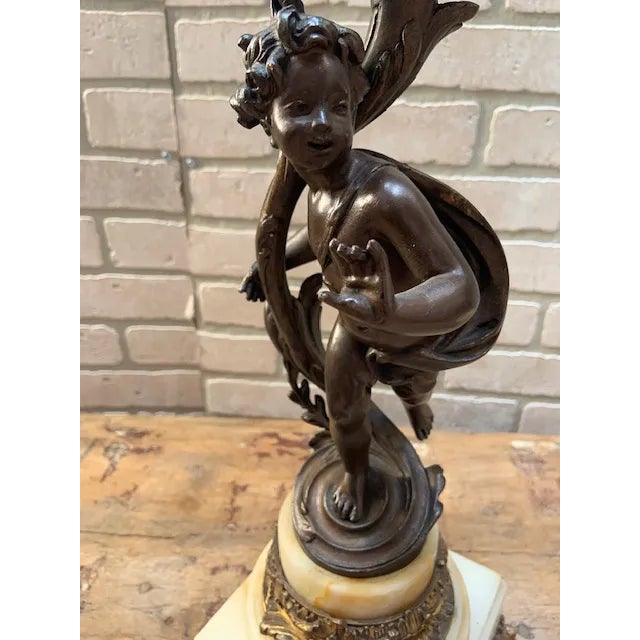 Signed Antique French Bronze Garniture Clock Set by Albert-Ernest Carrier-Belleuse For Sale - Image 9 of 12