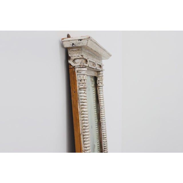 Wood Neoclassical Silver Leaf Pier Mirrors with Ringed Columns and Cornice, Italy, 1850, Set of 2 For Sale - Image 7 of 13