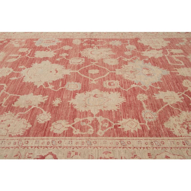 2010s Modern Turkish Oushak Handmade Floral Pattern Rust Wool Rug For Sale - Image 5 of 9
