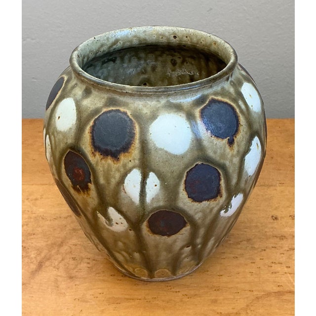 Ceramic Vintage Handcrafted Polka Dot Ceramic Vase For Sale - Image 7 of 13