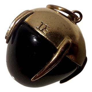 18k Yellow Gold Pendant with Black Onyx, 1980s For Sale