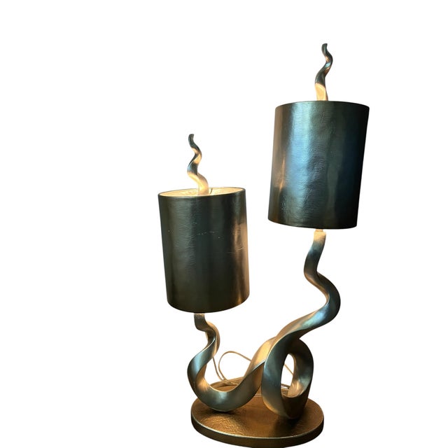Twin Flame Sculpture Lamp For Sale - Image 4 of 12