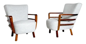 Set of Art Deco Armchairs in Walnut