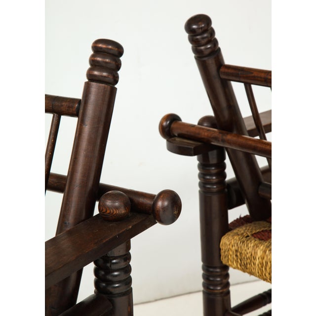 Pair of Spindle Back Armchairs With Woven Seats For Sale In New York - Image 6 of 12