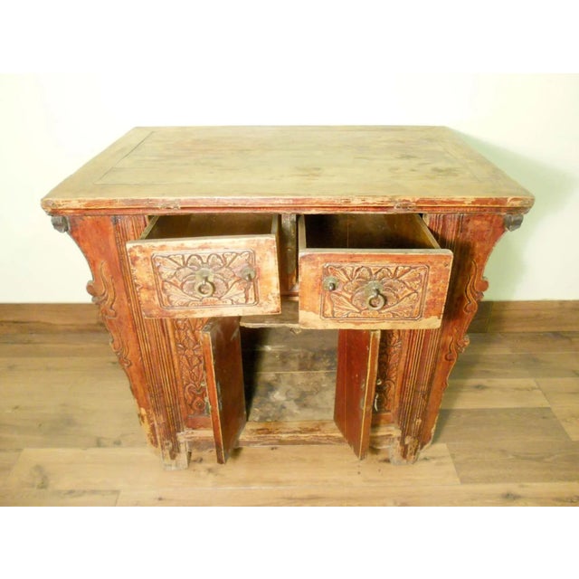 This Chinese antique altar cabinet is also known as the "Butterfly Cabinet" in China. The style of the cabinet has a great...