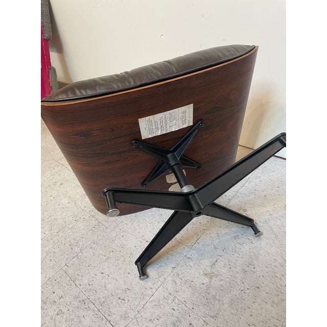 Vintage Herman Miller Eames Ottoman - Brown Leather For Sale - Image 9 of 13