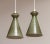Beautiful olive green glass pendant designed in the 50's by Maria Lindeman for Idman Oy in Finland. Both shades are in...