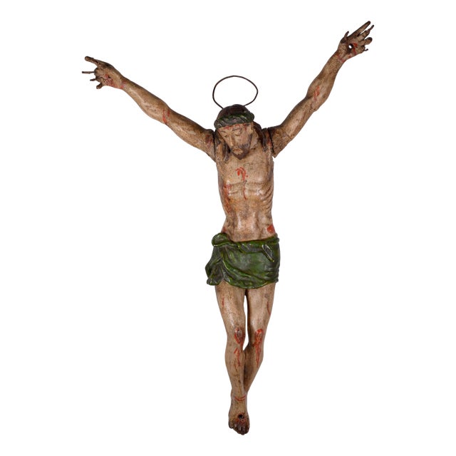 18th Century Italian Carved and Polychrome Wooden Corpus Christi, 1800s For Sale