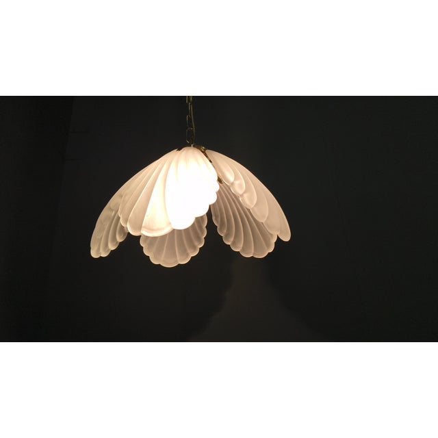 Vintage Italian Glass and Brass Chandelier, 1970s For Sale - Image 4 of 16