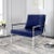 Navy Blue Pasargad Home Luxe Collection Navy Leather Chair For Sale - Image 8 of 9
