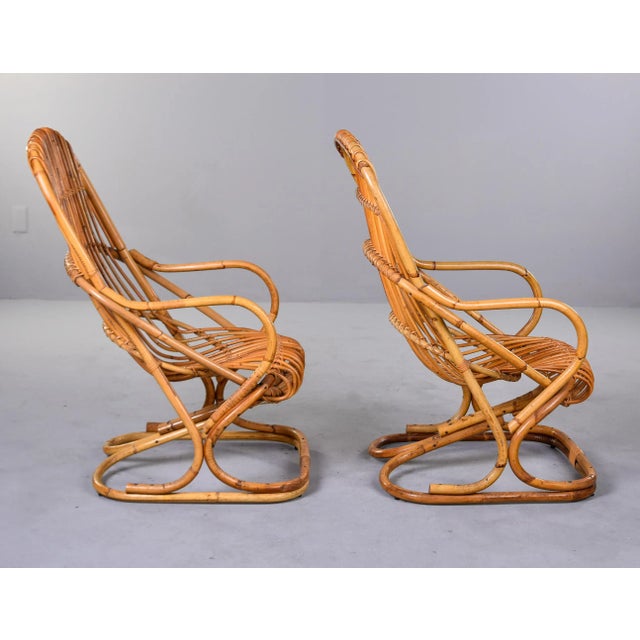 Vintage Italian Tito Agnoli Rattan Chairs - Pair For Sale - Image 10 of 13