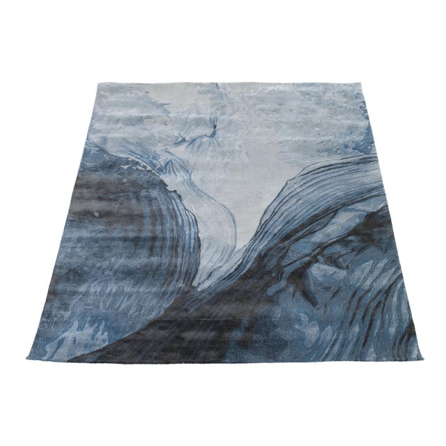 Abstract Glacial Flow - Modern Hand-Tufted Wool & Viscose Area Rug For Sale - Image 4 of 10
