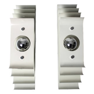 Italian Postmodern Wall Sconces in Layered Metal, 1970s, Set of 2 For Sale