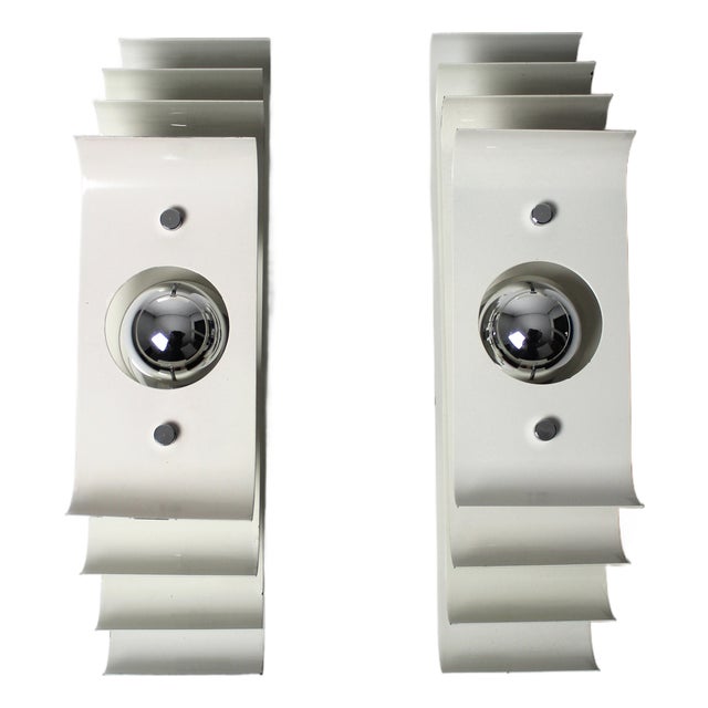 Italian Postmodern Wall Sconces in Layered Metal, 1970s, Set of 2 For Sale