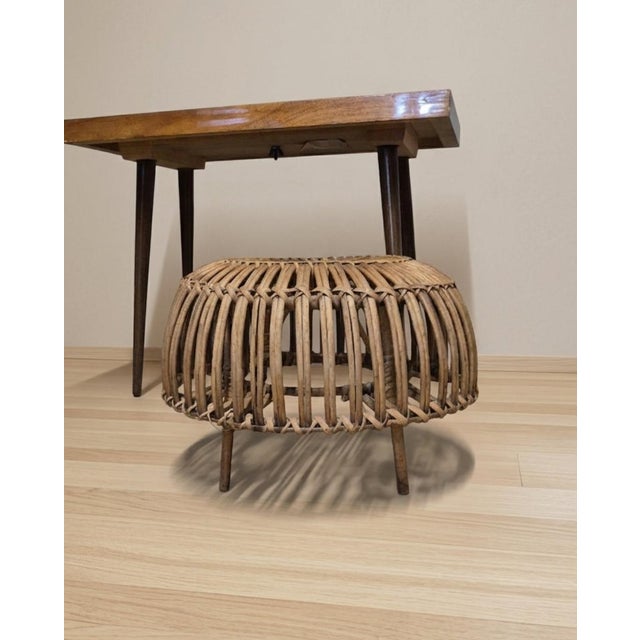 Mid-Century Woven Rattan Stool by Franco Albini, Italy, 1950s For Sale - Image 6 of 10