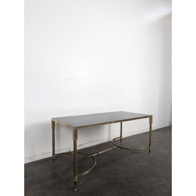 Contemporary Neoclassical Coffee Table in Brass and Black Glass, 1960s For Sale - Image 3 of 9