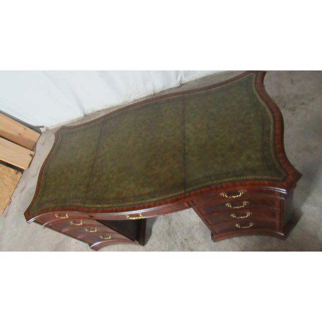 Chippendale 1980s Maitland Smith Mahogany Executive Partner Desk Leather Amazing For Sale - Image 3 of 13