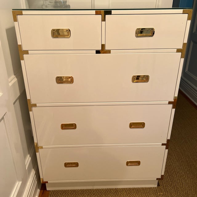 Wood Lacquered Campaign Style Chest For Sale - Image 7 of 7