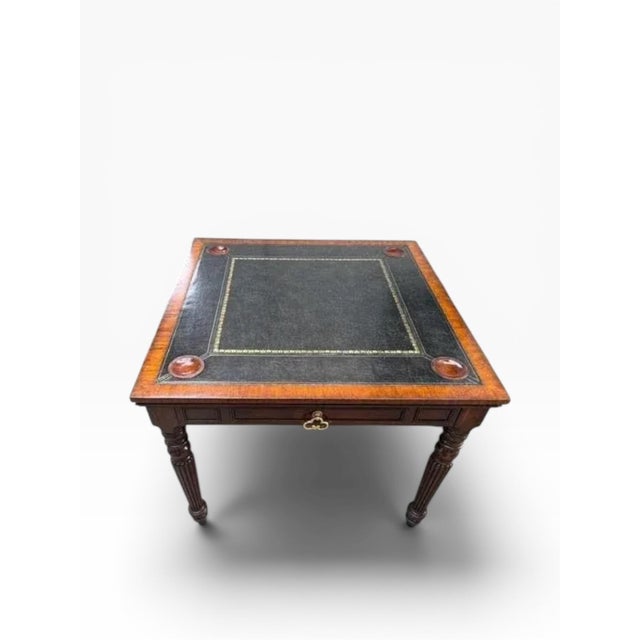 2000 - 2009 Maitland-Smith Leather Inset Mahogany Game Table For Sale - Image 5 of 17