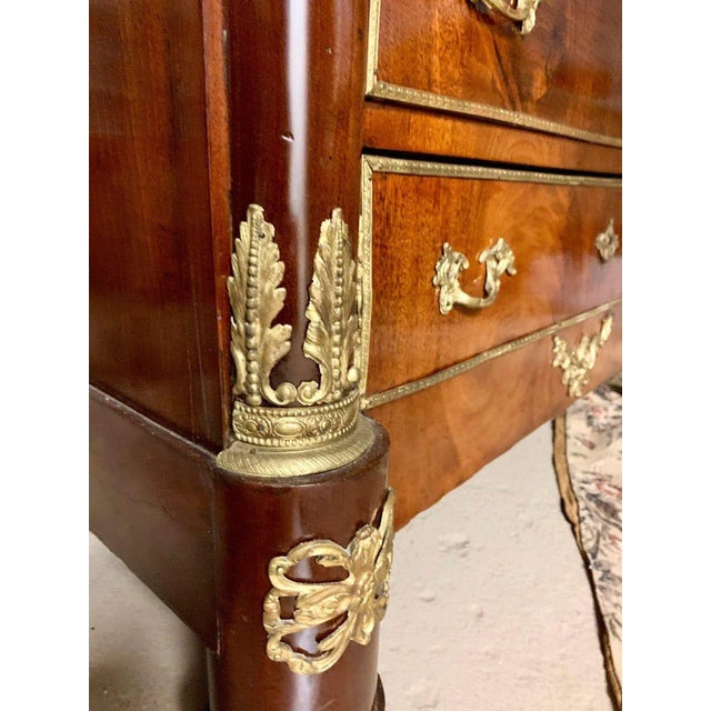 19th Century Empire Flamed Mahogany Secrétaire à Abattant Secretary Desk For Sale - Image 10 of 12