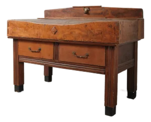 Early 20th Century French Butcher’s Block Table With Bull’s Head Mount